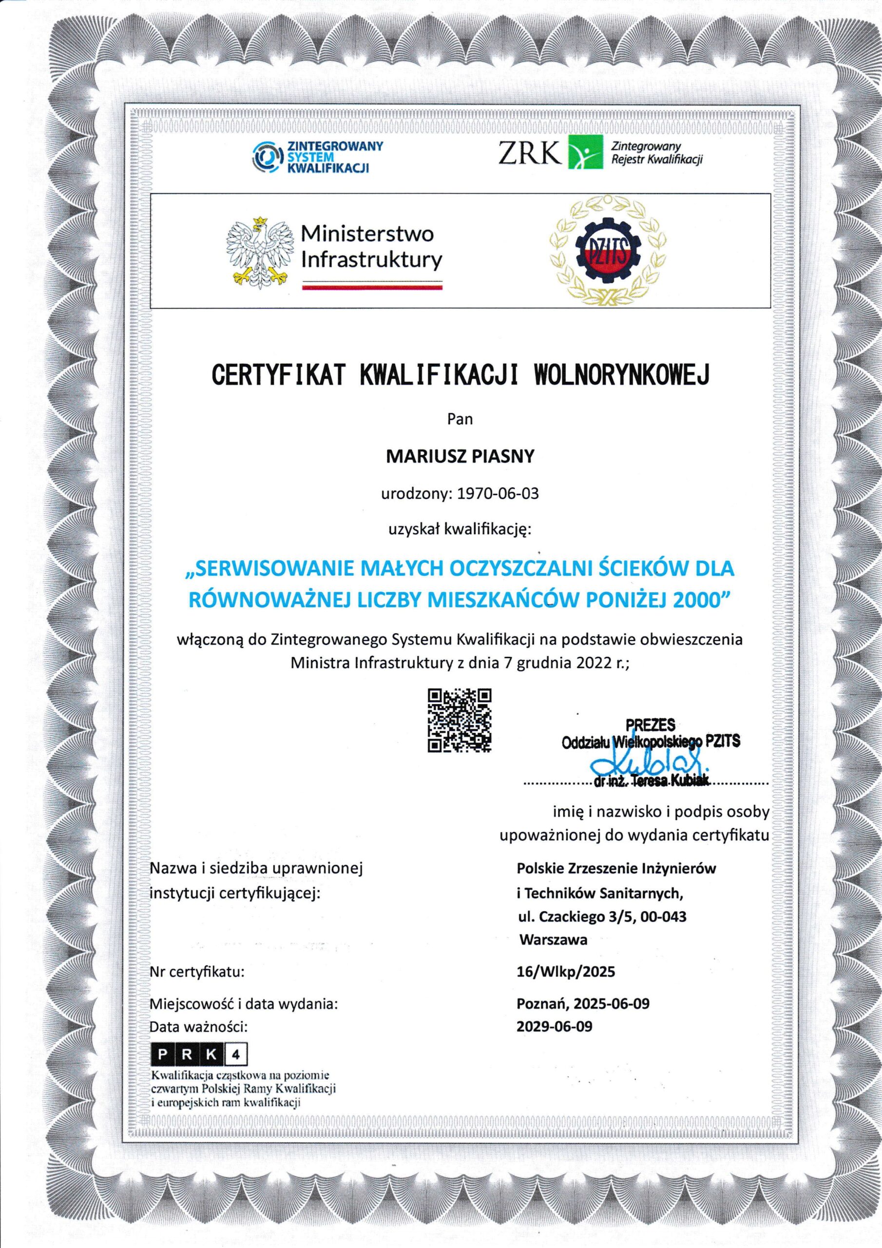 Rzeczoznawca oczyszczalni ścieków